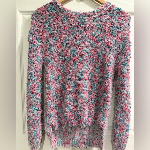 Moral Fiber Pink and Blue Textured Hi Lo Sweater - Picture 1 of 4